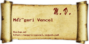 Mágeri Vencel névjegykártya